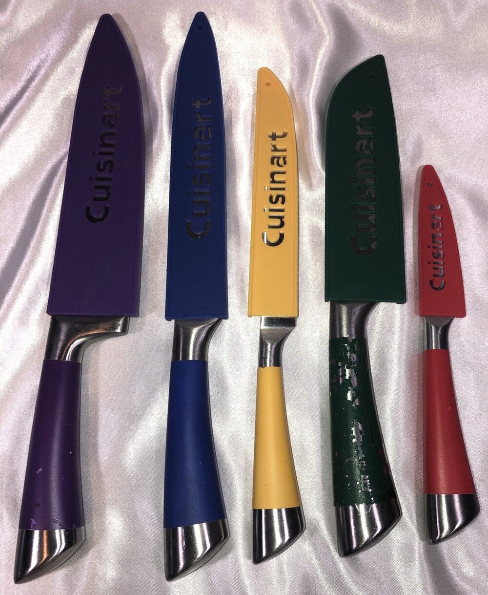Cuisinart Knives 5 Set Multi Color CC77SSAPC With Sleeve Cover Guards